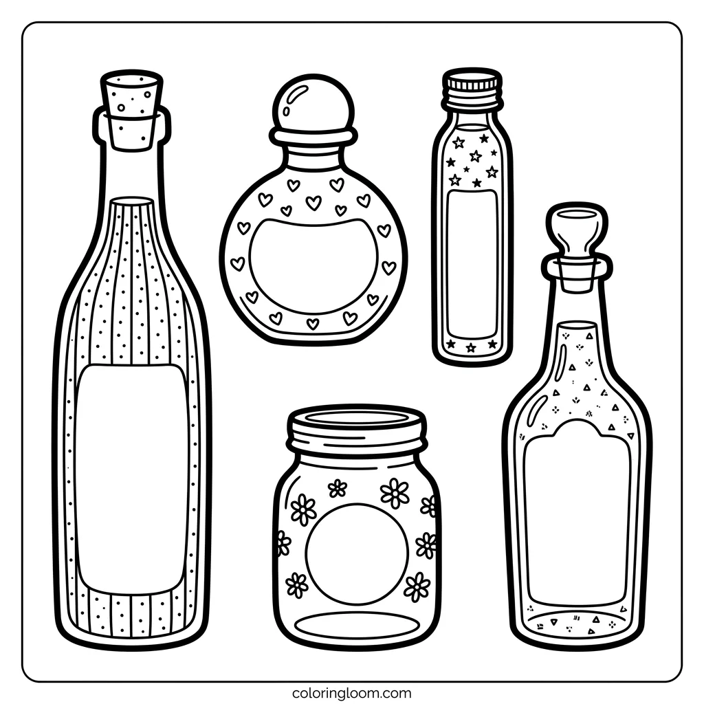 Free Printable Colouring Pages Of Bottles Sheet 1