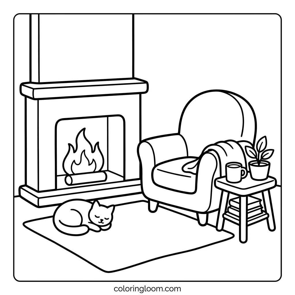Free Printable Cozy Corner Coloring Sheet 5