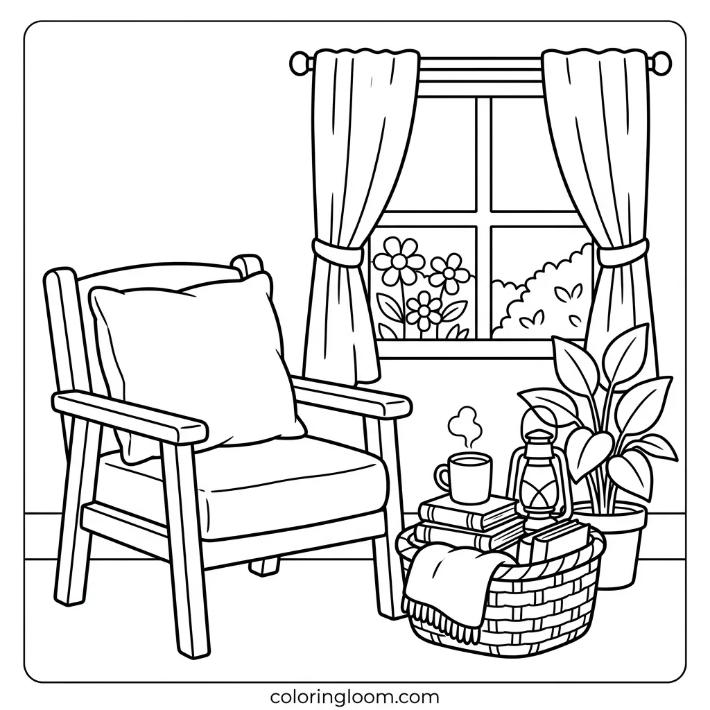 Free Printable Cozy Corner Coloring Sheet 7