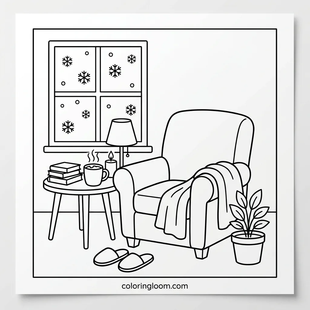 Free Printable Cozy Corner Coloring Sheet 8