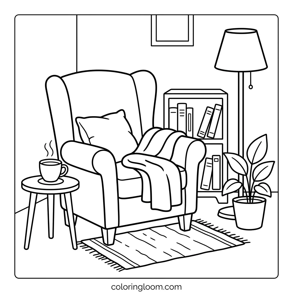 Free Printable Cozy Corner Coloring Sheet 9