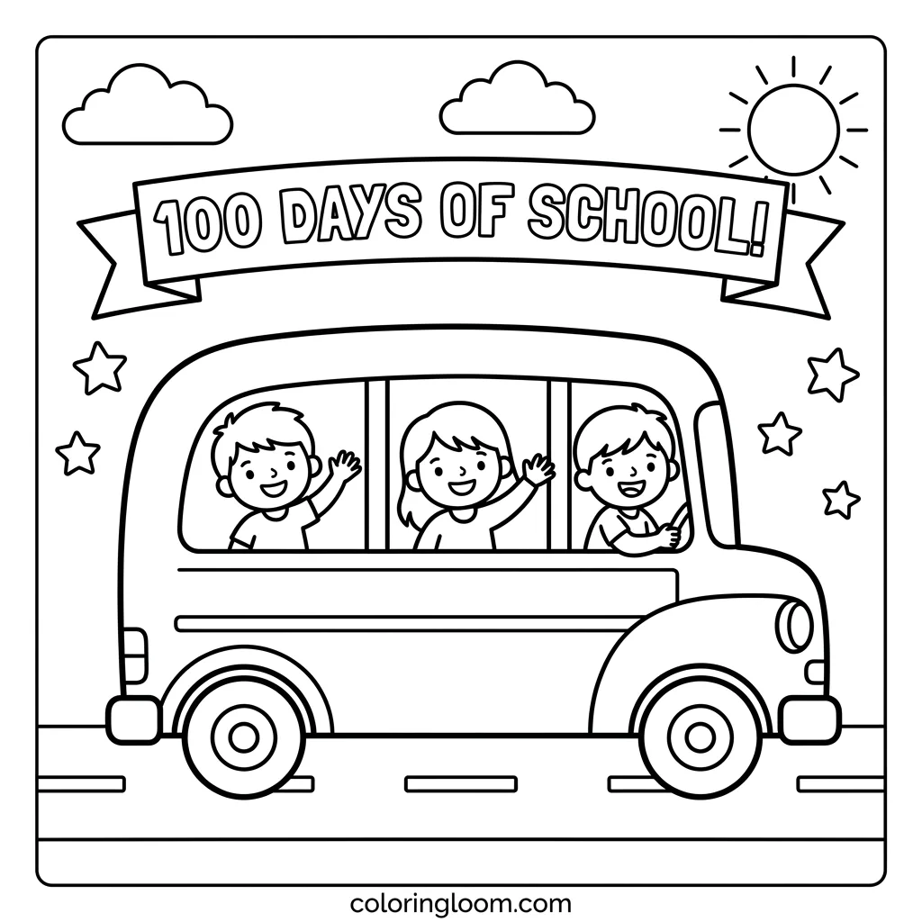 Free 100th Day of School Coloring Pages Printable PDF for Kids Sheet 10
