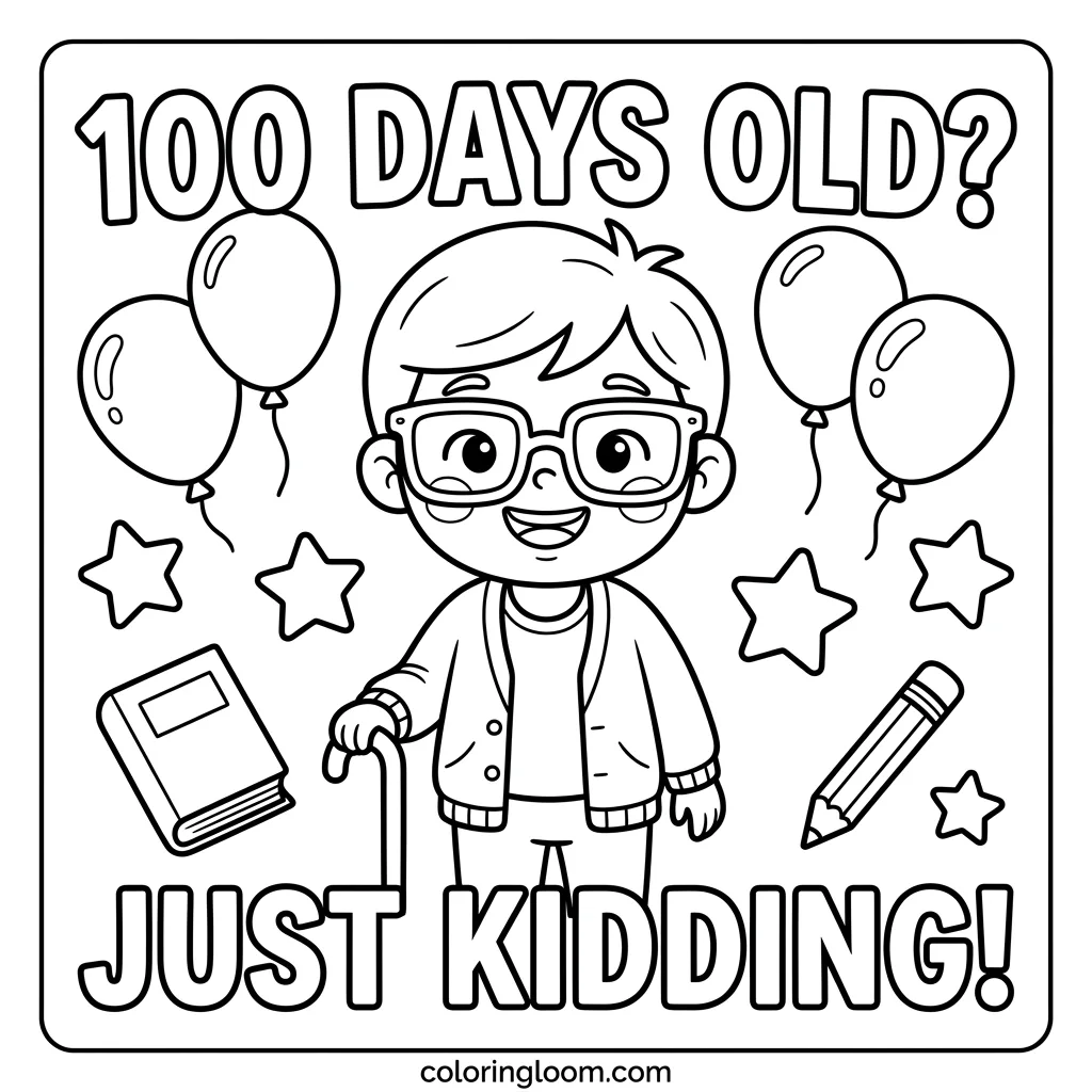 Free 100th Day of School Coloring Pages Printable PDF for Kids Sheet 6