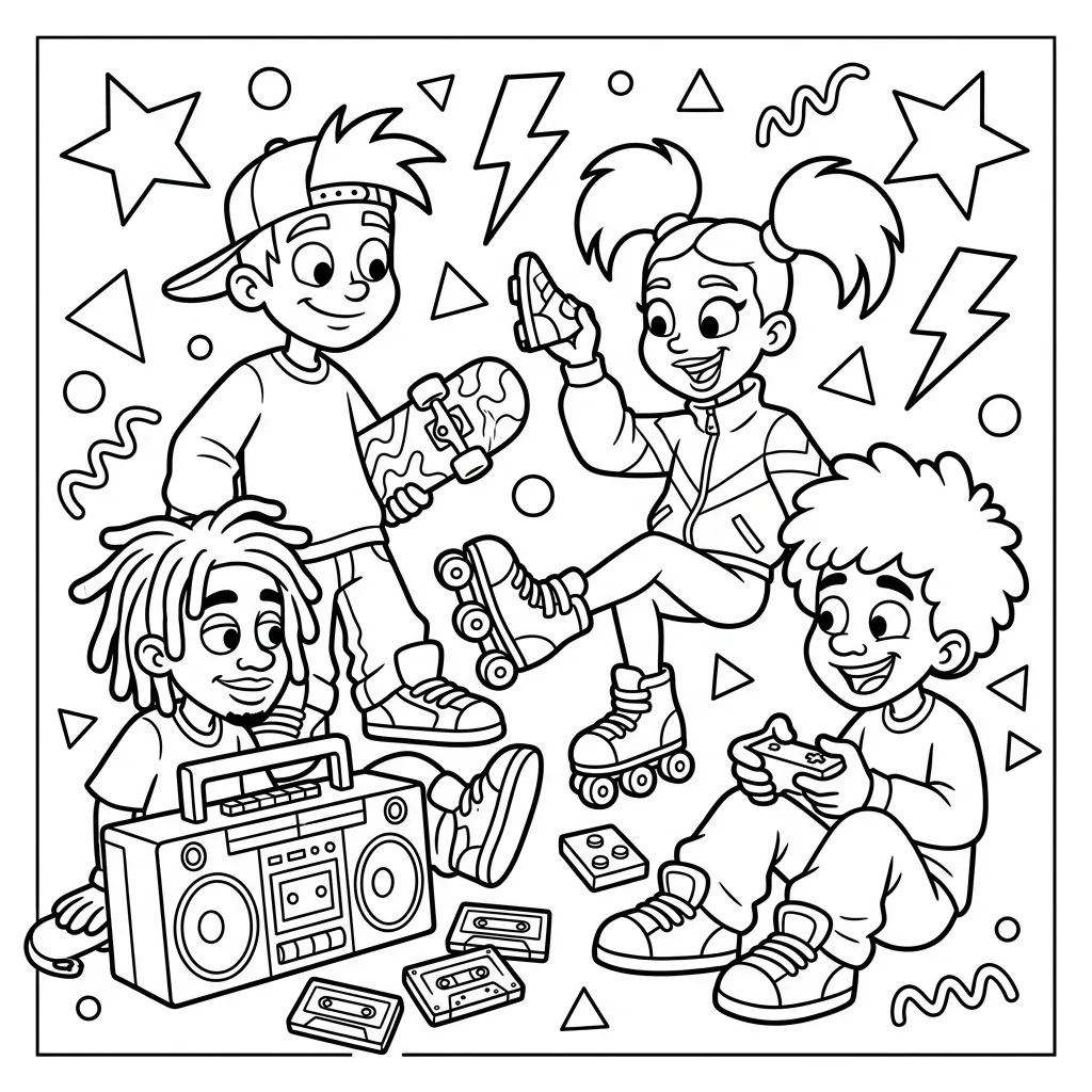 Free Printable Cartoon Coloring Pages 90S Sheet 6