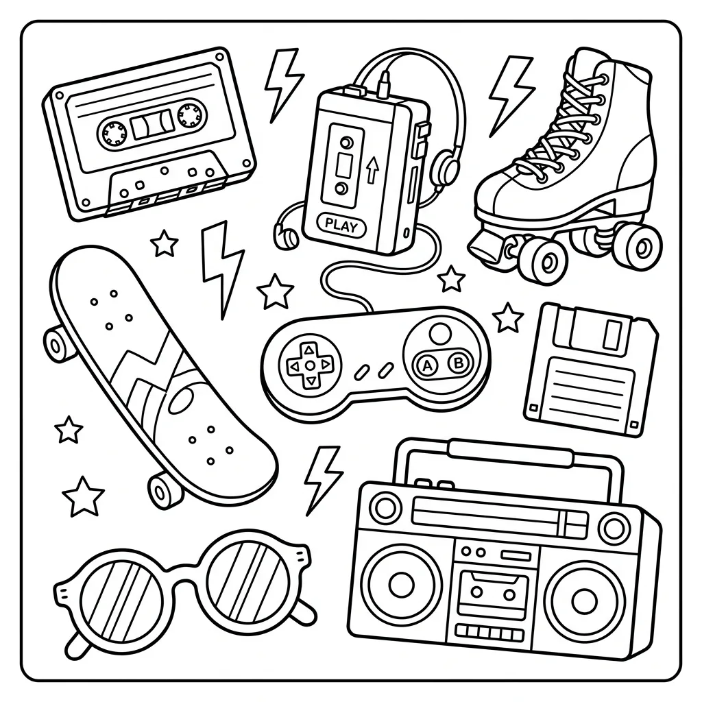Free Printable Cartoon Coloring Pages 90S Sheet 9
