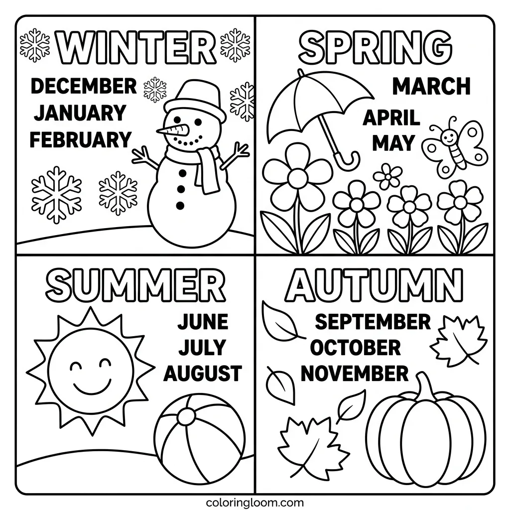 Free All Month Coloring Pages Printable PDF for Kids Sheet 10