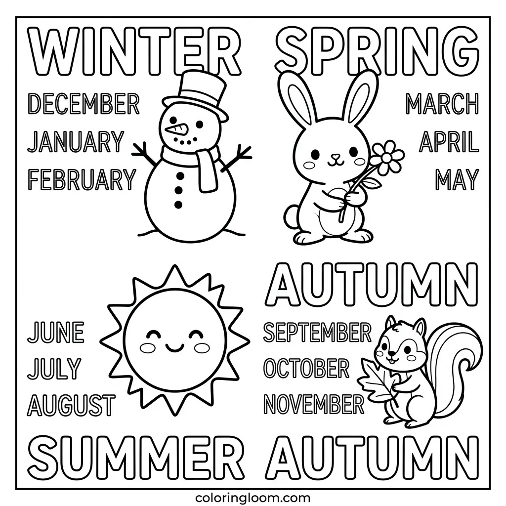 Free All Month Coloring Pages Printable PDF for Kids Sheet 9