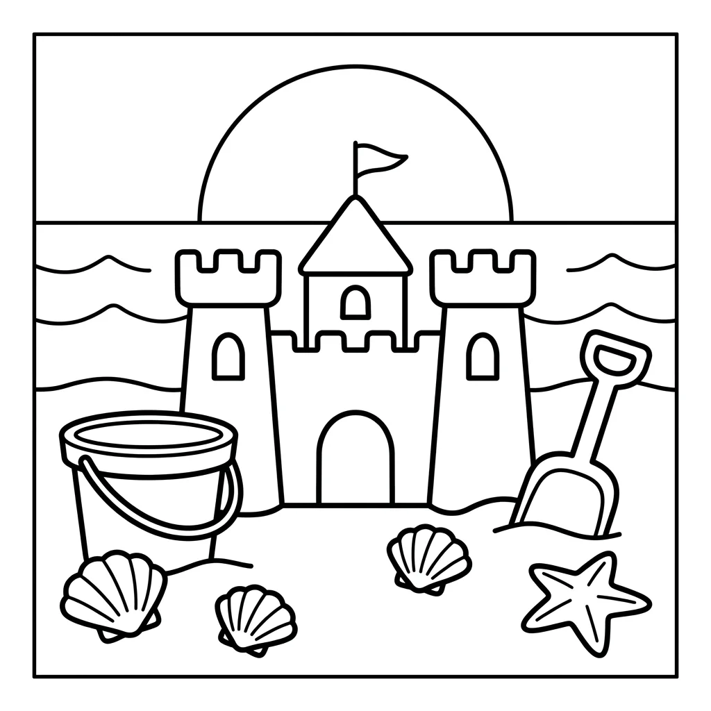 Free Printable Beach Coloring Pages Sheet 1