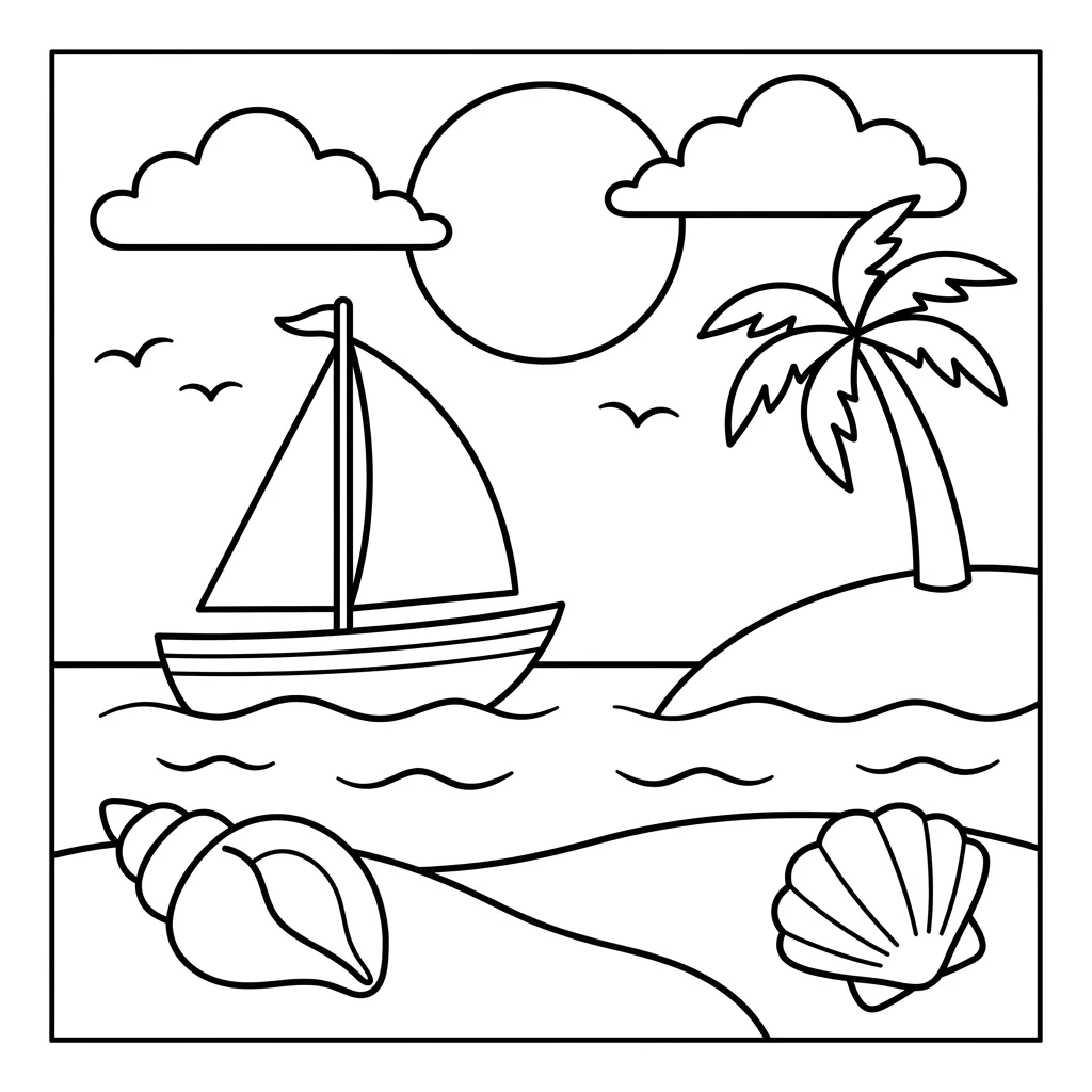 Free Printable Beach Coloring Pages Sheet 10