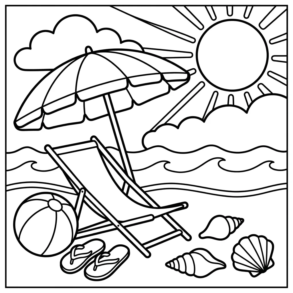 Free Printable Beach Coloring Pages Sheet 3