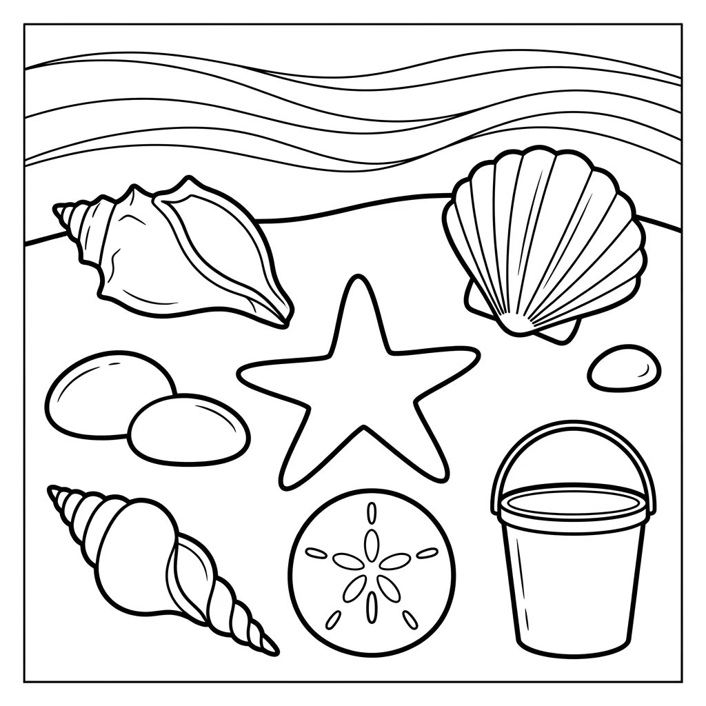 Free Printable Beach Coloring Pages Sheet 4