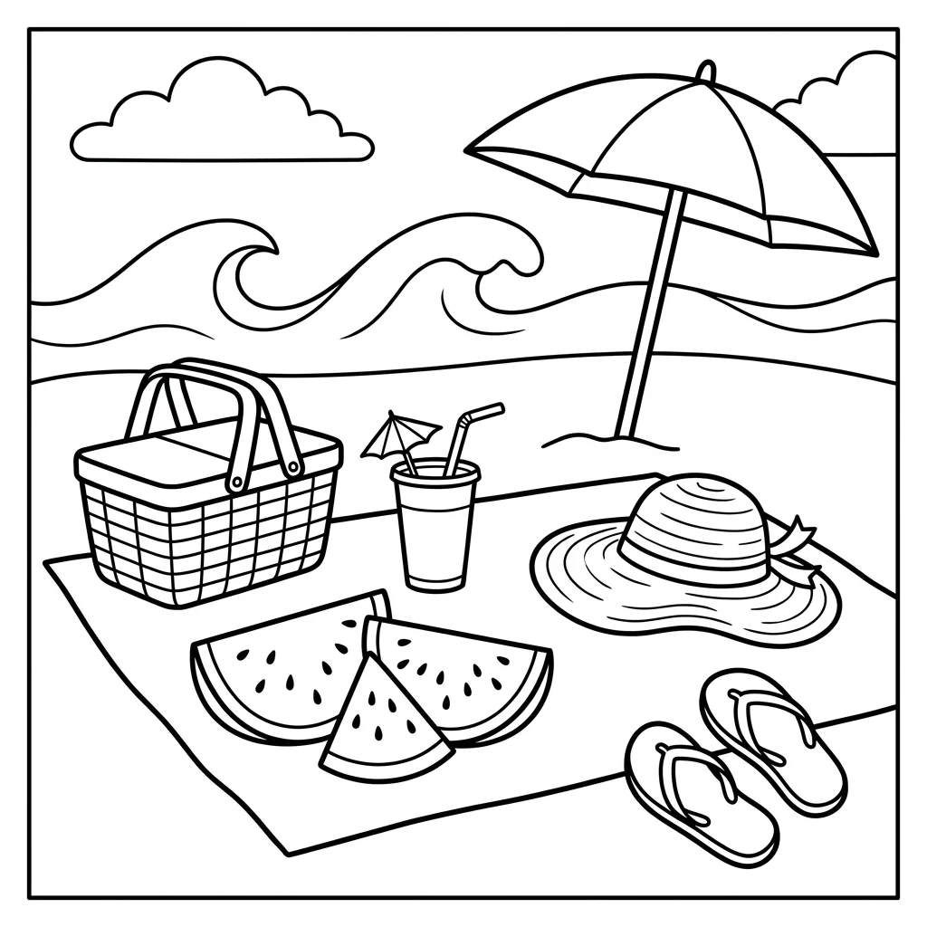 Free Printable Beach Coloring Pages Sheet 5