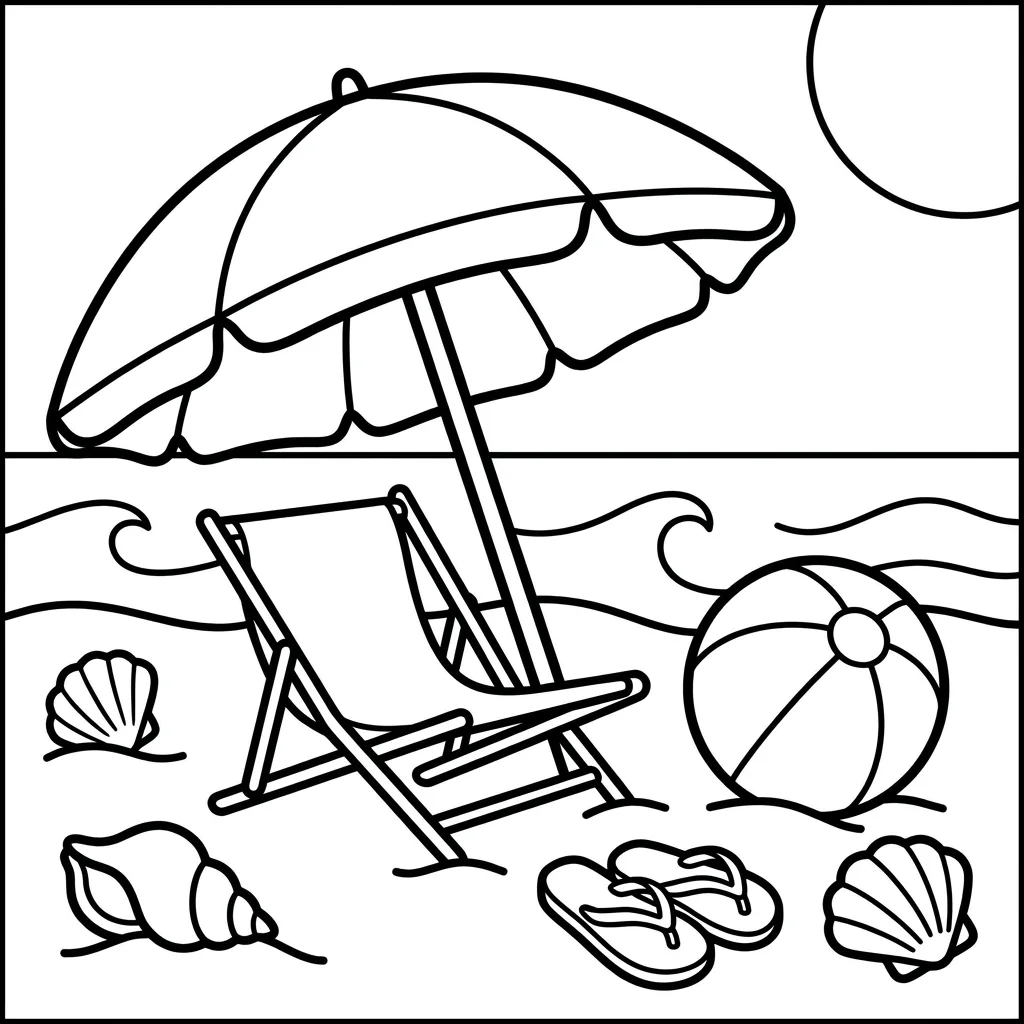 Free Printable Beach Coloring Pages Sheet 6