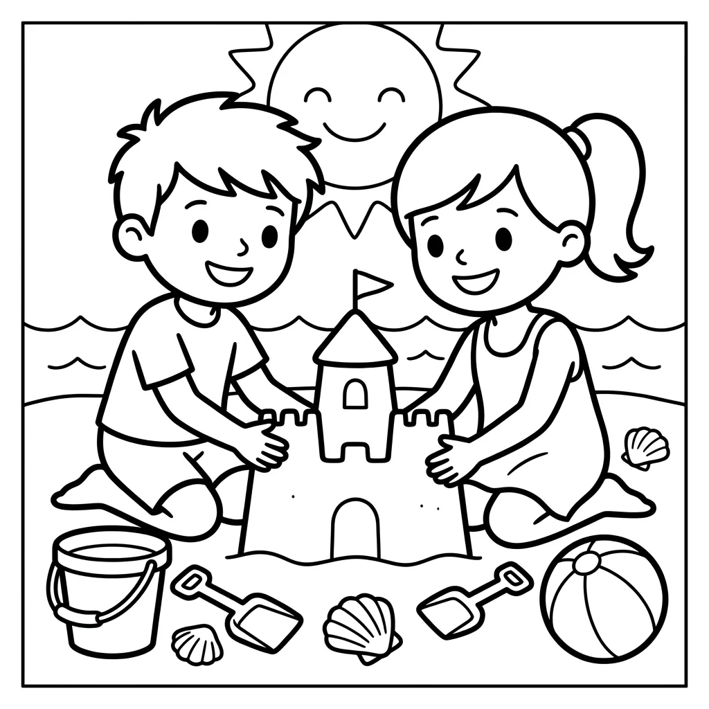 Free Printable Beach Coloring Pages Sheet 7
