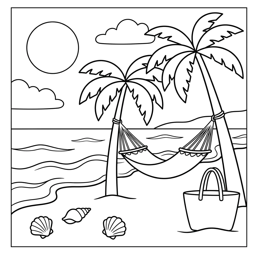 Free Printable Beach Coloring Pages Sheet 8