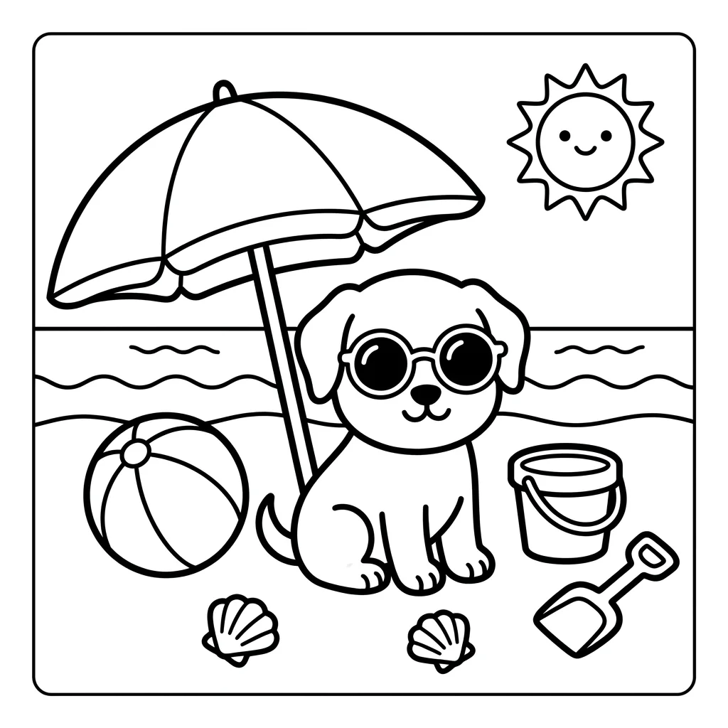 Free Printable Beach Coloring Pages Sheet 9
