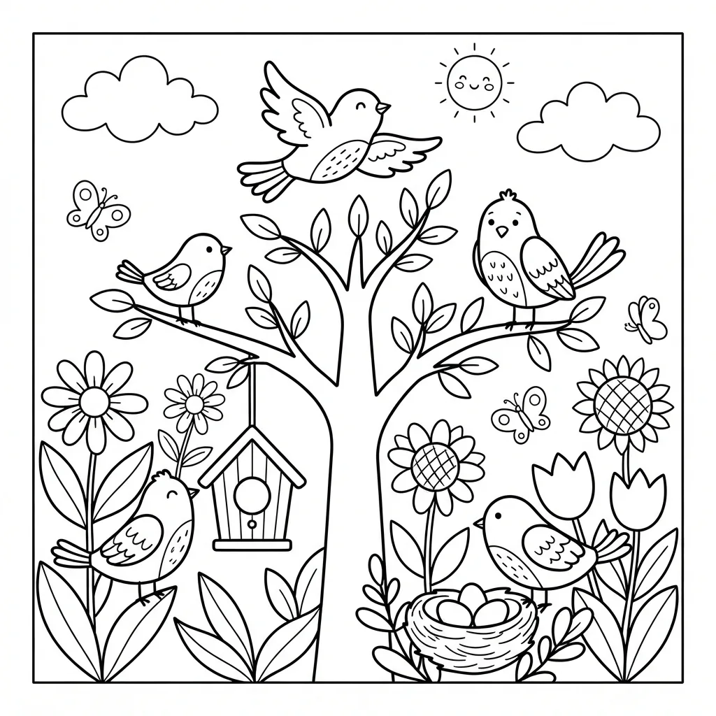 Free Printable Bird Coloring Pages Sheet 3