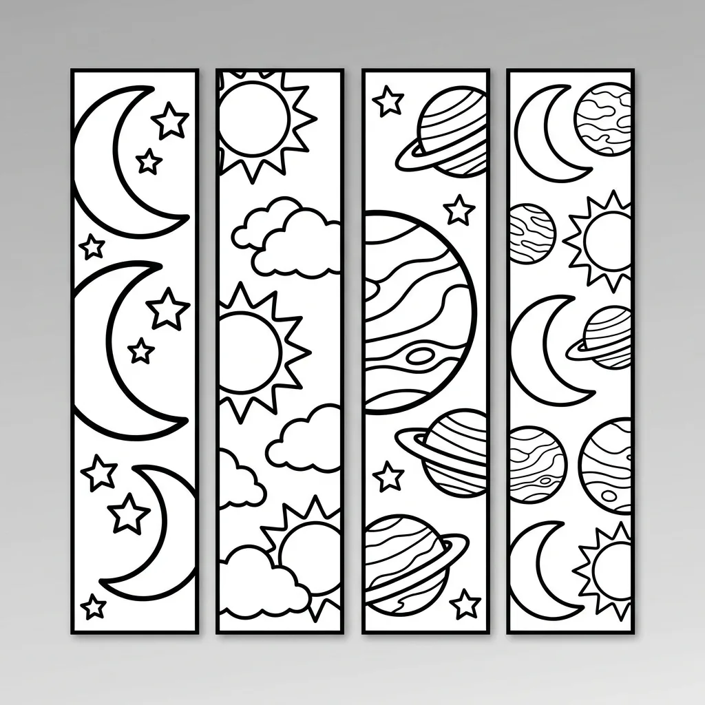 Free Printable Bookmark Coloring Pages Sheet 1