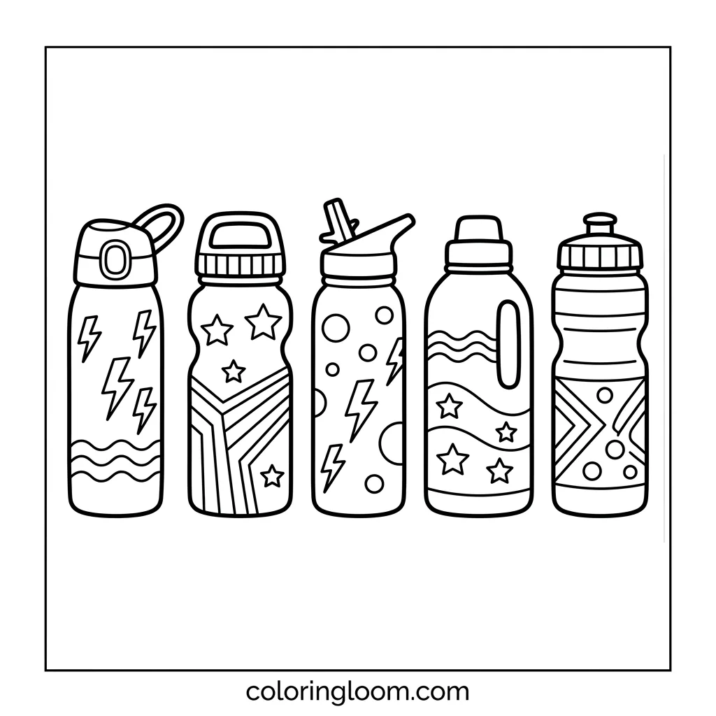 Free Printable Bottle Colouring Page for Kids & Adults 3