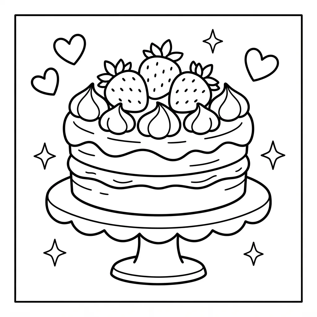 Free Printable Cake Coloring Pages Sheet 10