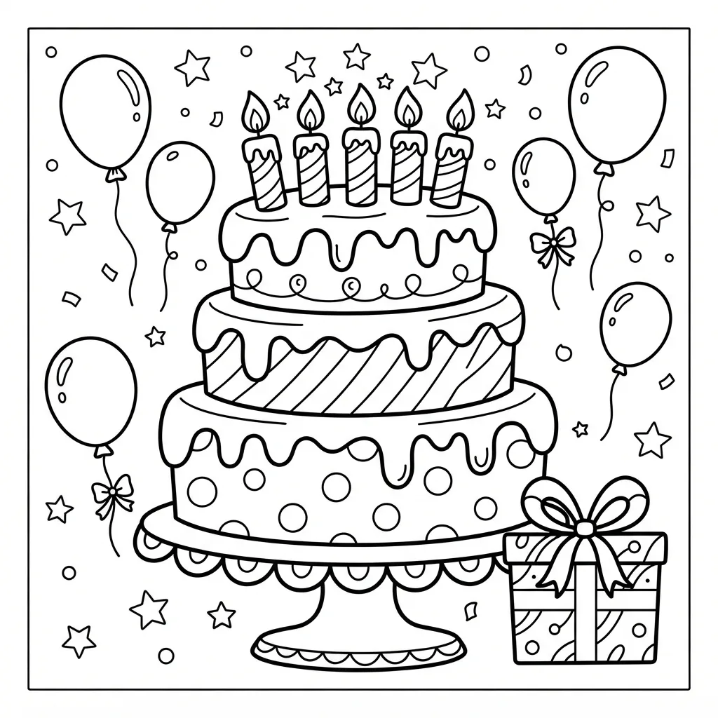 Free Printable Cake Coloring Pages Sheet 4
