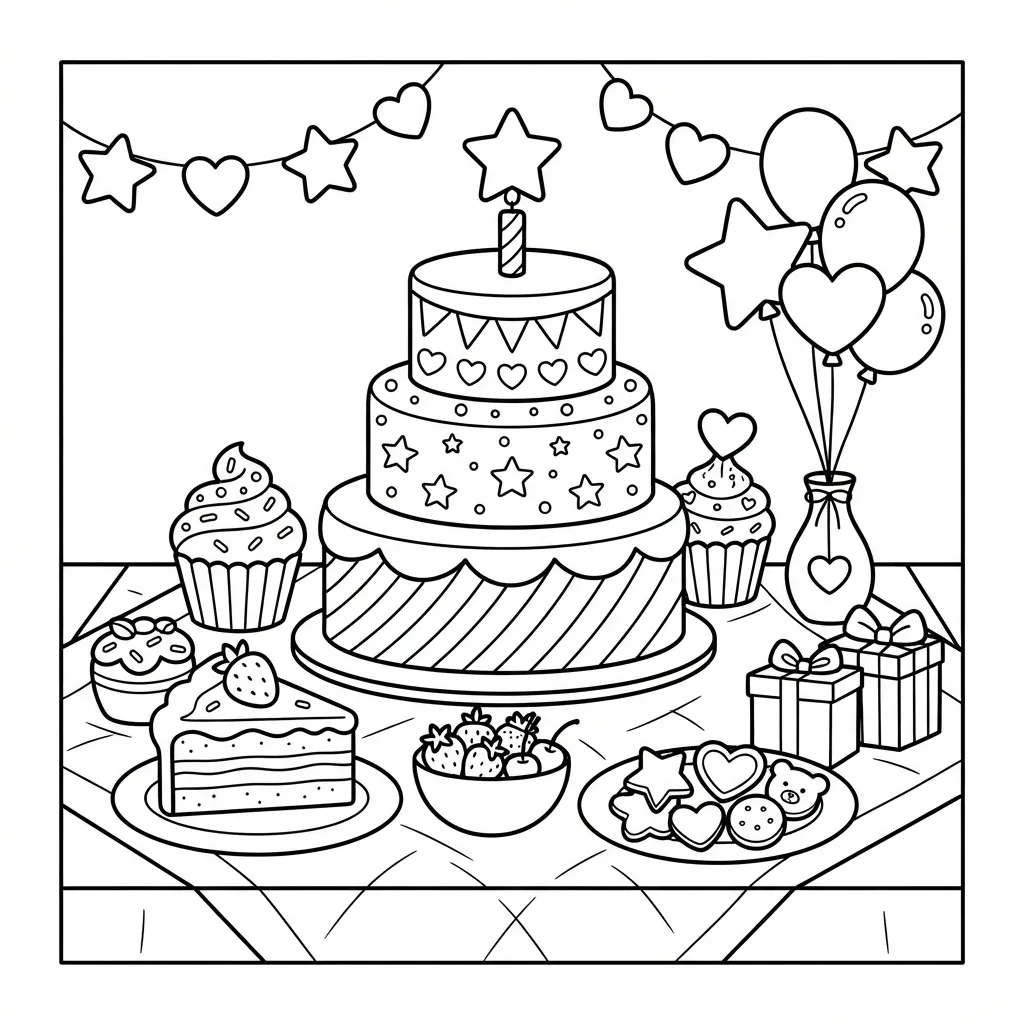 Free Printable Cake Coloring Pages Sheet 5