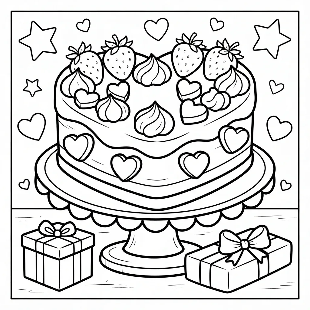 Free Printable Cake Coloring Pages Sheet 6