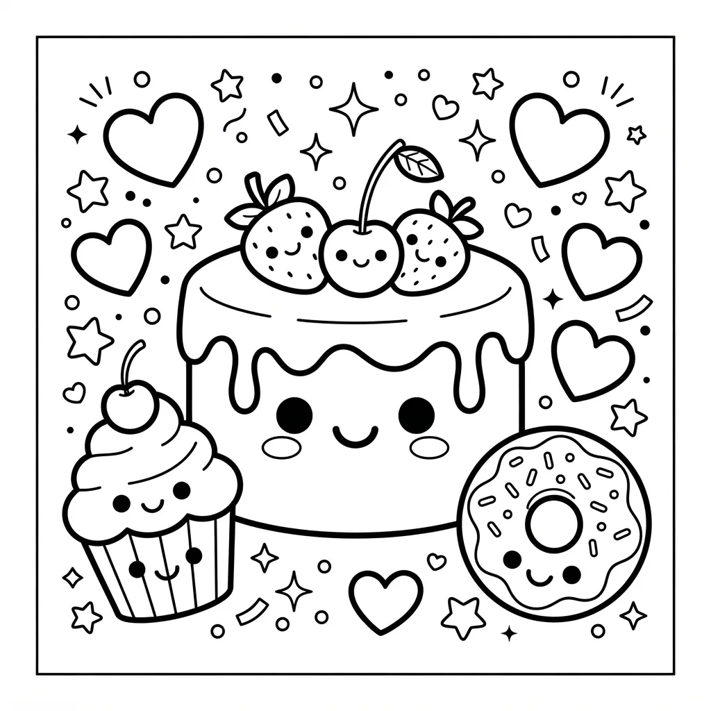 Free Printable Cake Coloring Pages Sheet 8