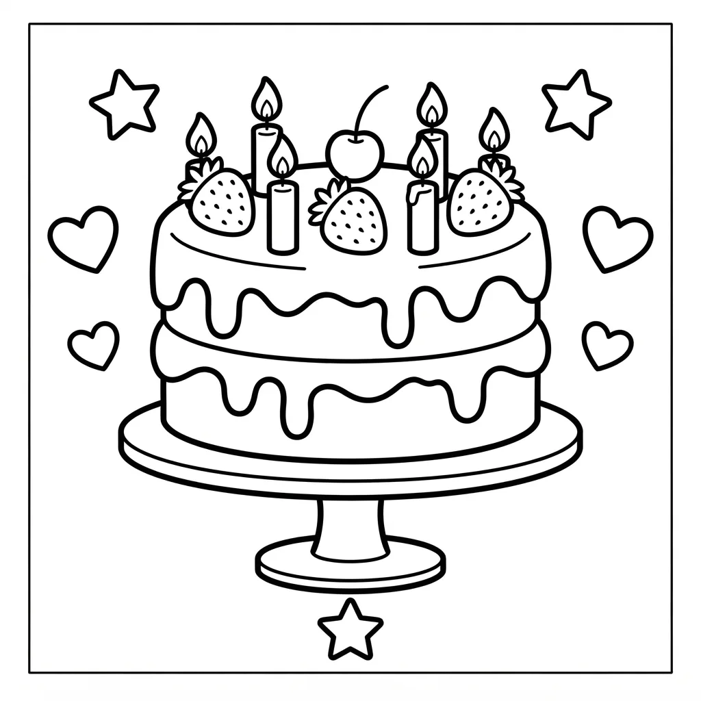 Free Printable Cake Coloring Pages Sheet 9