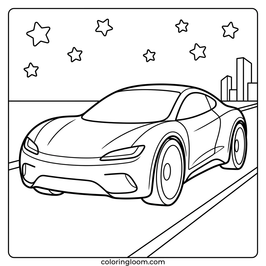 Free Car Coloring Pages Printable PDF for Kids Sheet 7