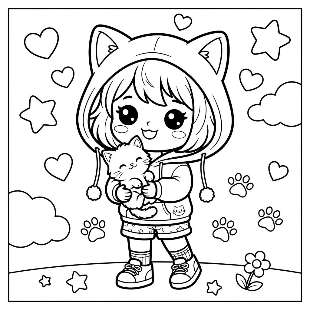 Free Printable Chibi Coloring Pages Sheet 1