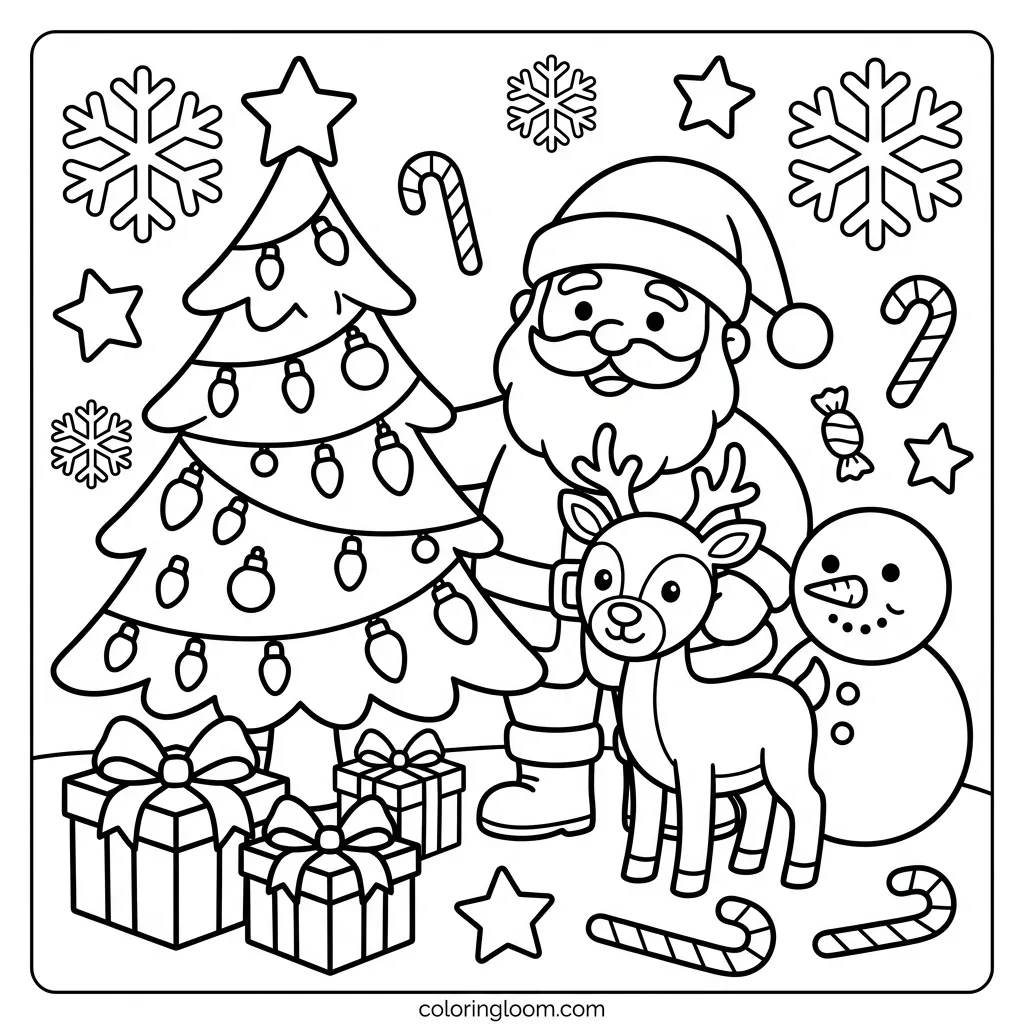Free Christmas Coloring Pages for Kids Printable PDF Sheet 5