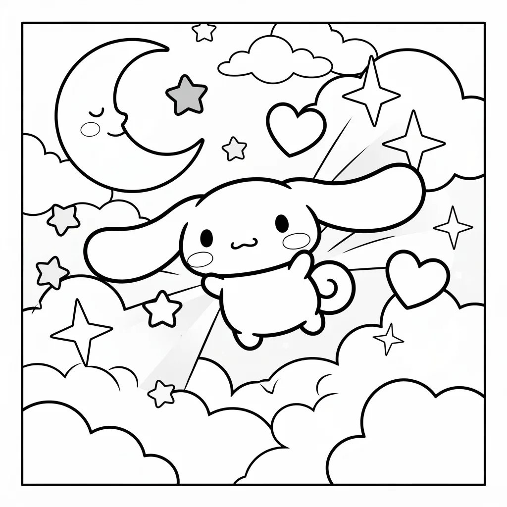Free Printable Cinnamoroll Coloring Pages Sheet 3