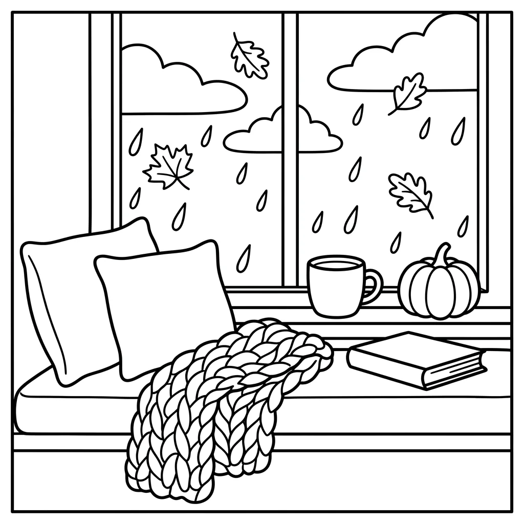Free Printable Cozy Fall Coloring Pages Sheet 10
