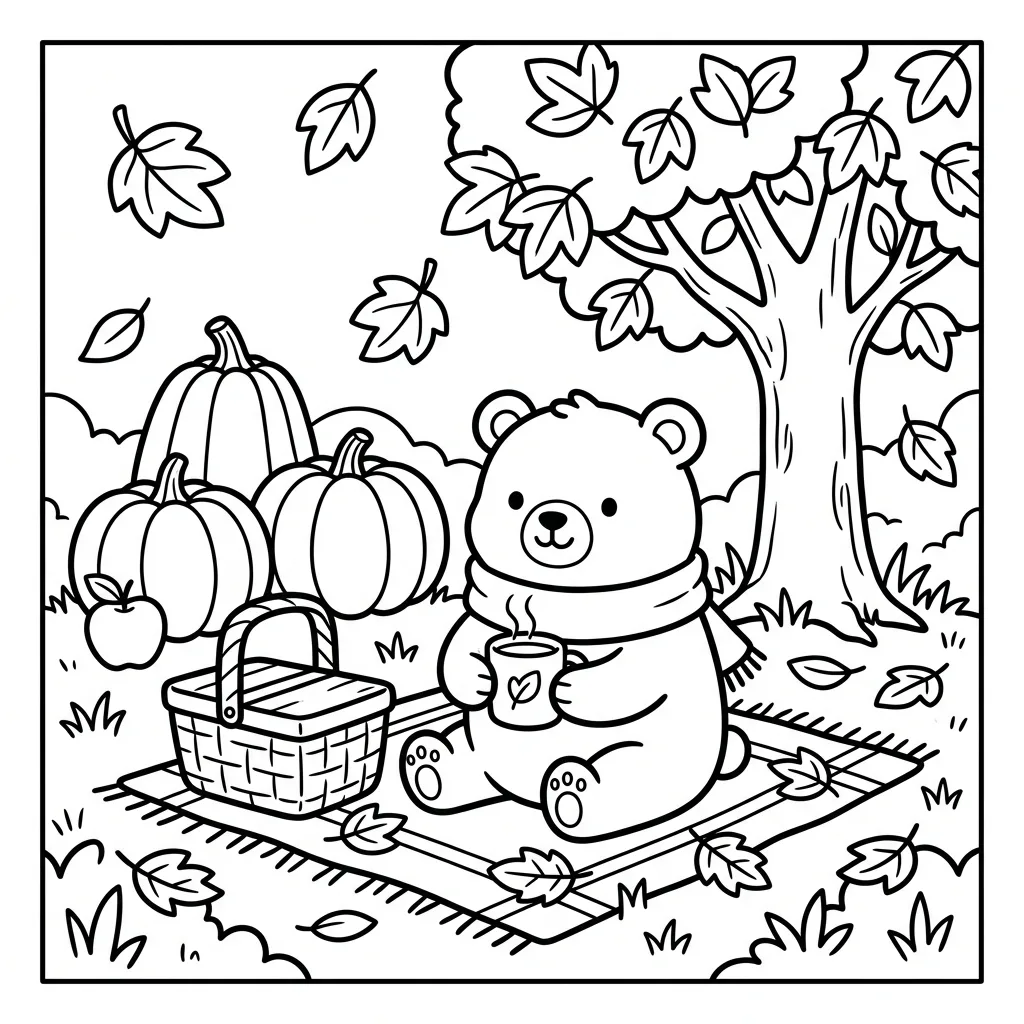 Free Printable Cozy Fall Coloring Pages Sheet 3