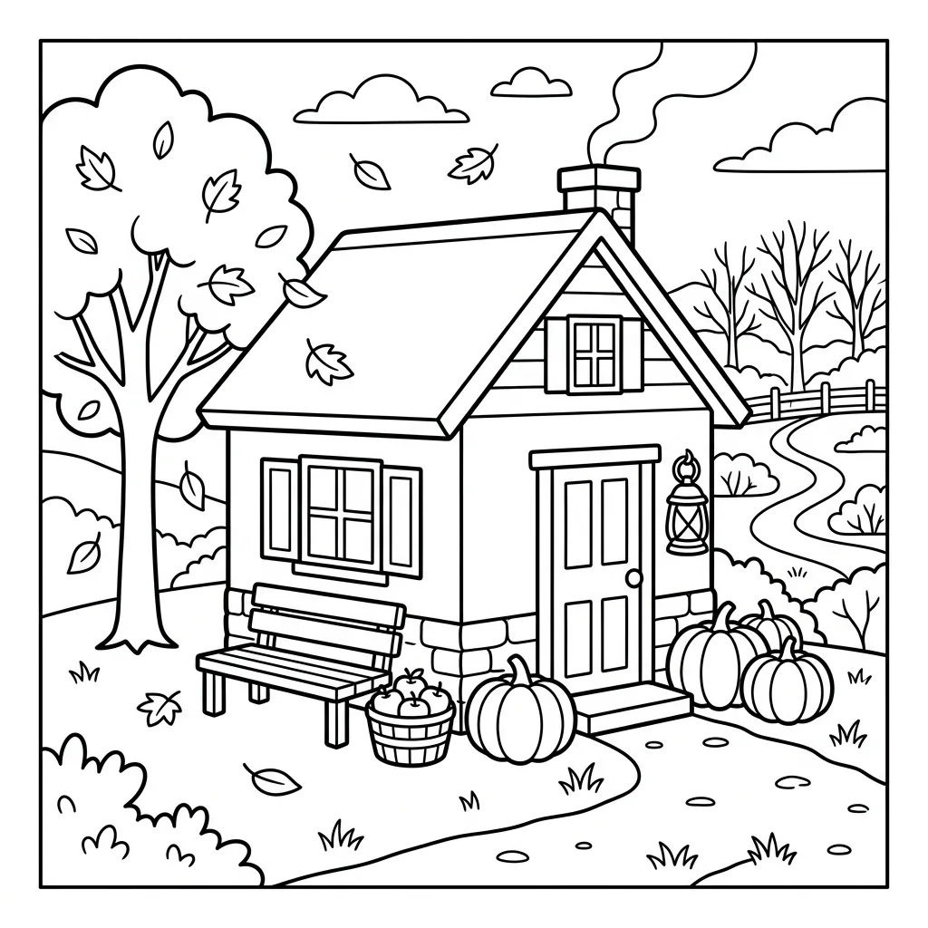 Free Printable Cozy Fall Coloring Pages Sheet 6