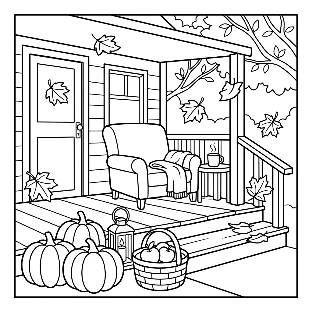 Free Printable Cozy Fall Coloring Pages Sheet 7