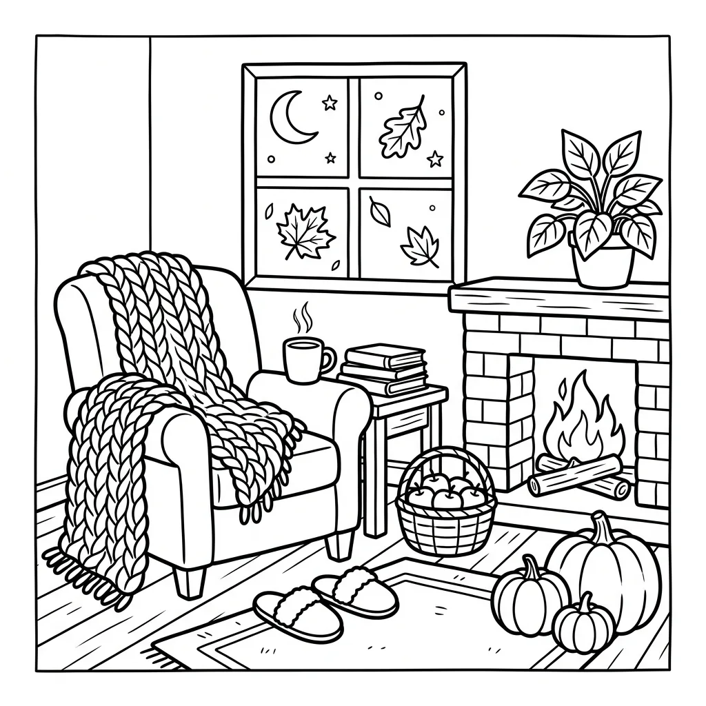 Free Printable Cozy Fall Coloring Pages Sheet 8