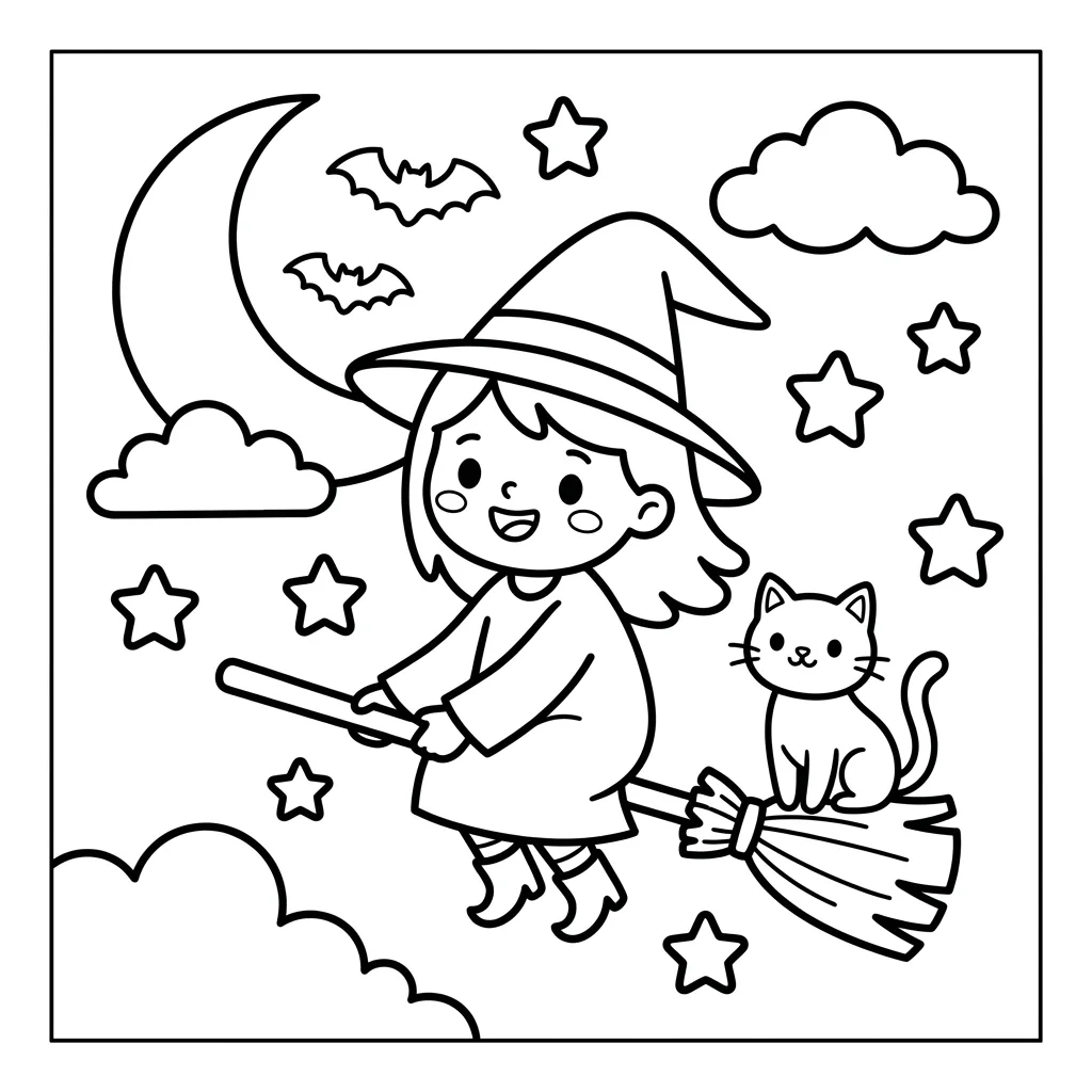 Free Printable Cute Halloween Coloring Pages Sheet 10