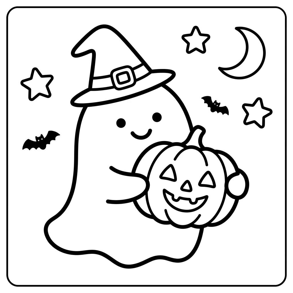 Free Printable Cute Halloween Coloring Pages Sheet 5