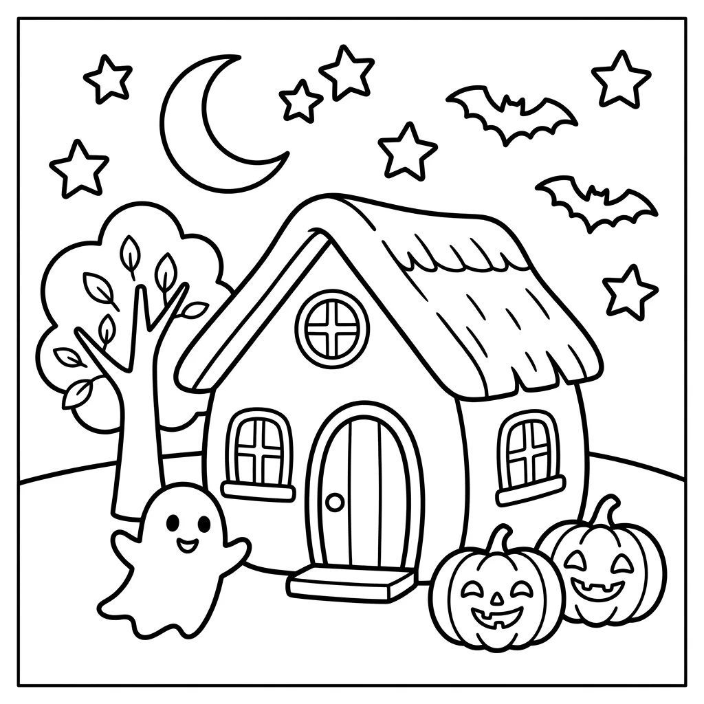 Free Printable Cute Halloween Coloring Pages Sheet 6