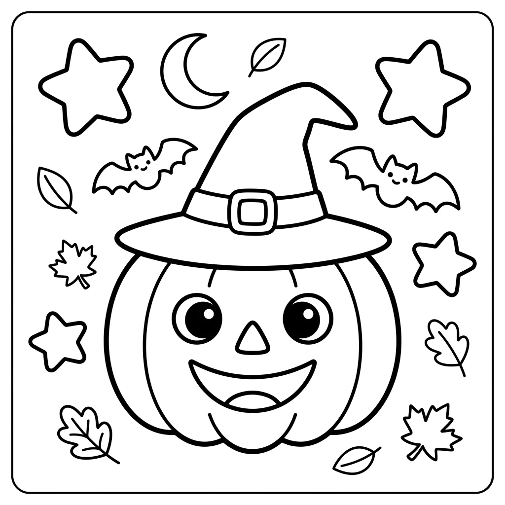 Free Printable Cute Halloween Coloring Pages Sheet 7