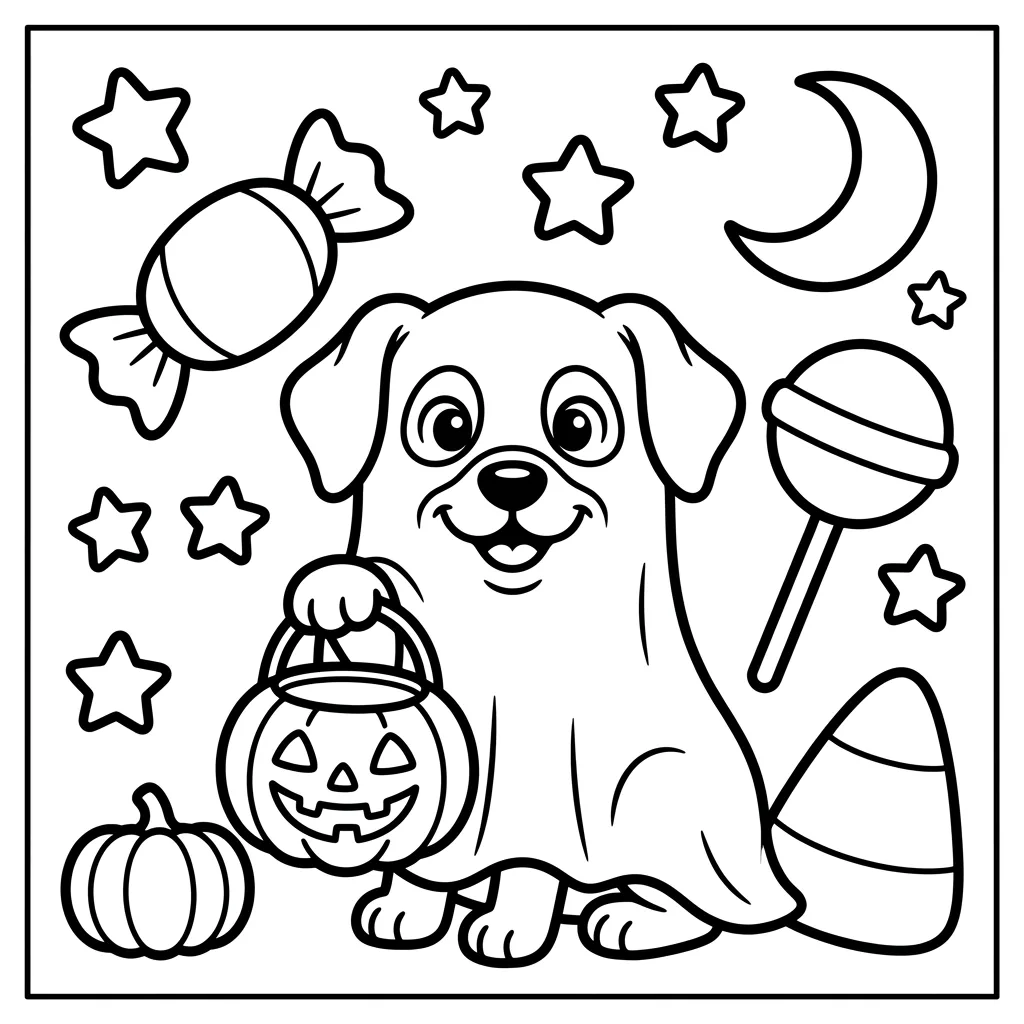 Free Printable Cute Halloween Coloring Pages Sheet 9