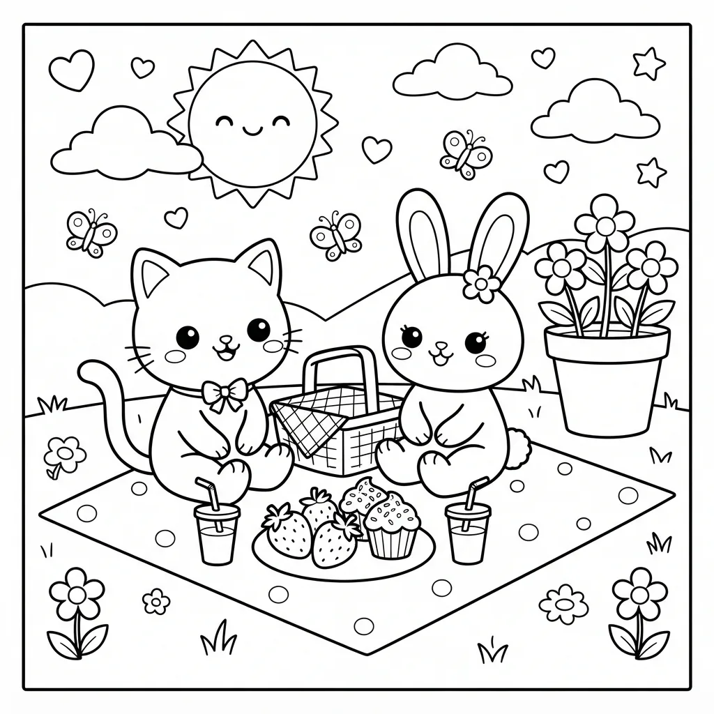 Free Printable Coloring Pages Cute Kawaii Sheet 1