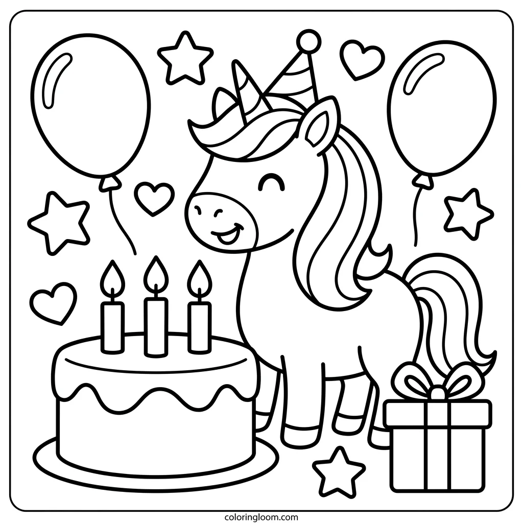 Free Cute Unicorn Coloring Pages Printable PDF for Kids Sheet 5