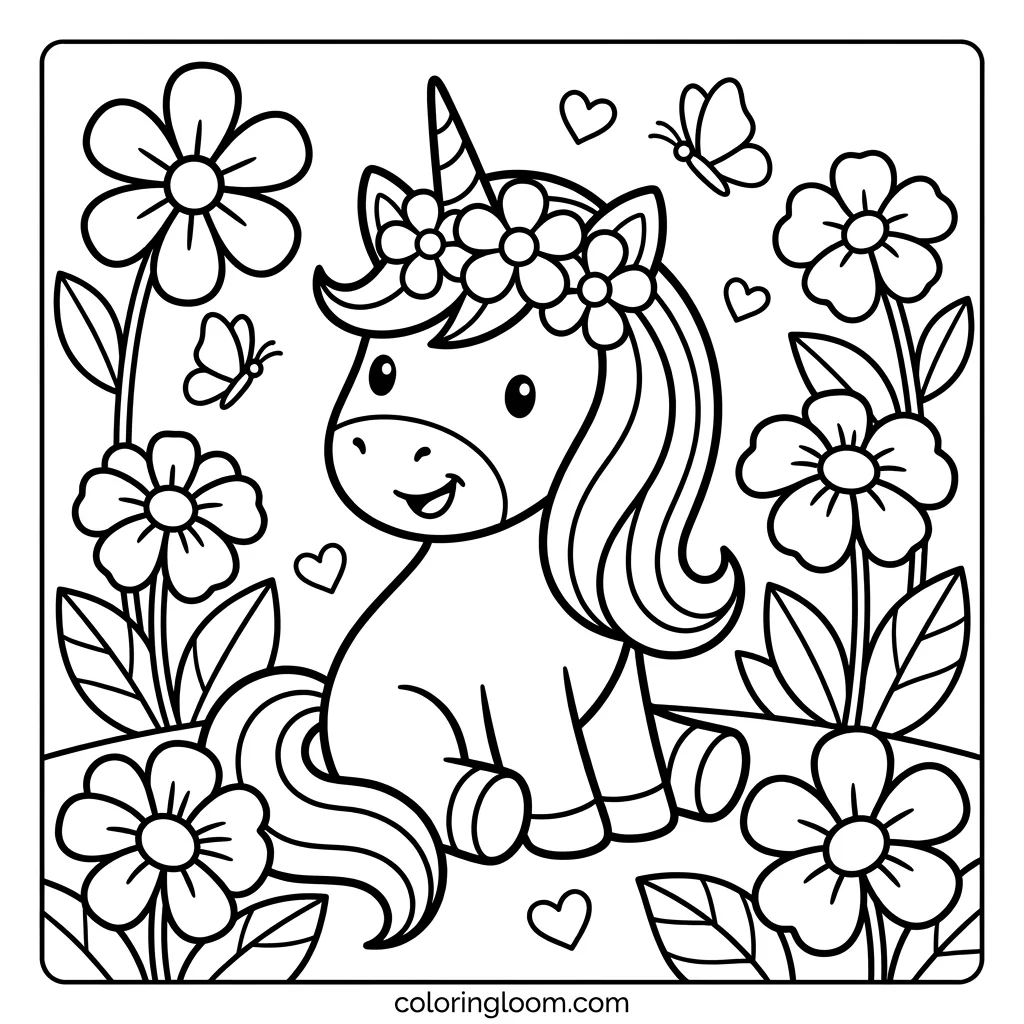 Free Cute Unicorn Coloring Pages Printable PDF for Kids Sheet 8