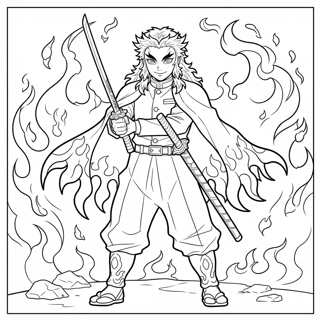 Free Printable Demon Slayer Coloring Page Sheet 1