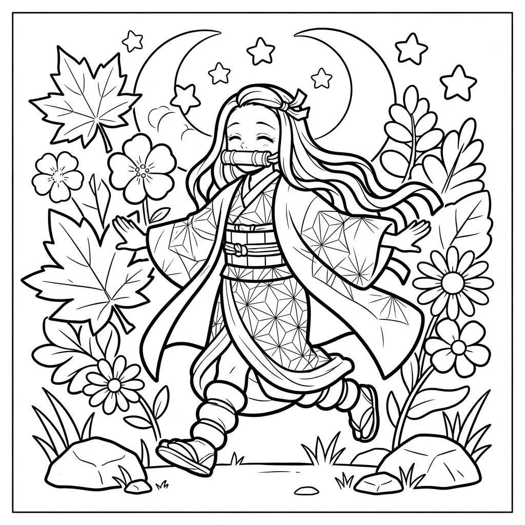 Free Printable Demon Slayer Coloring Page Sheet 3