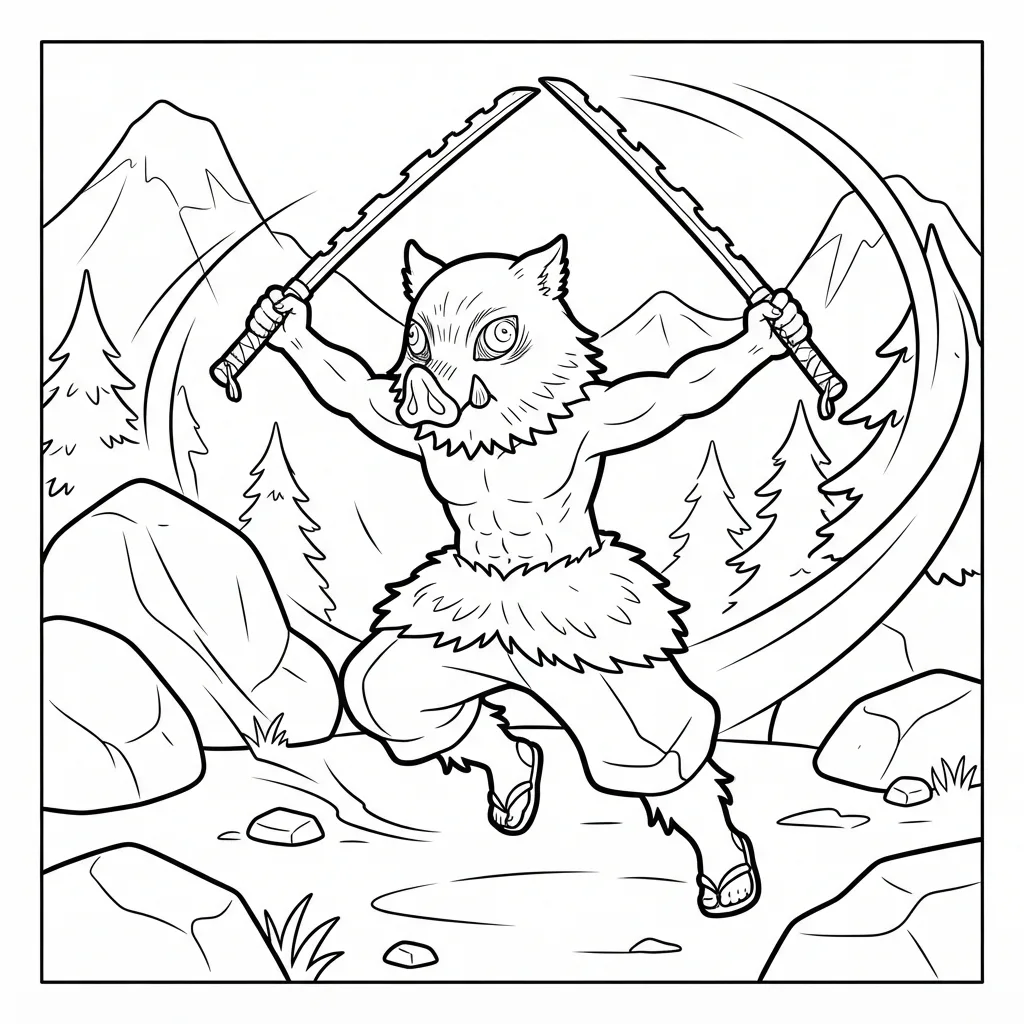 Free Printable Demon Slayer Coloring Page Sheet 5