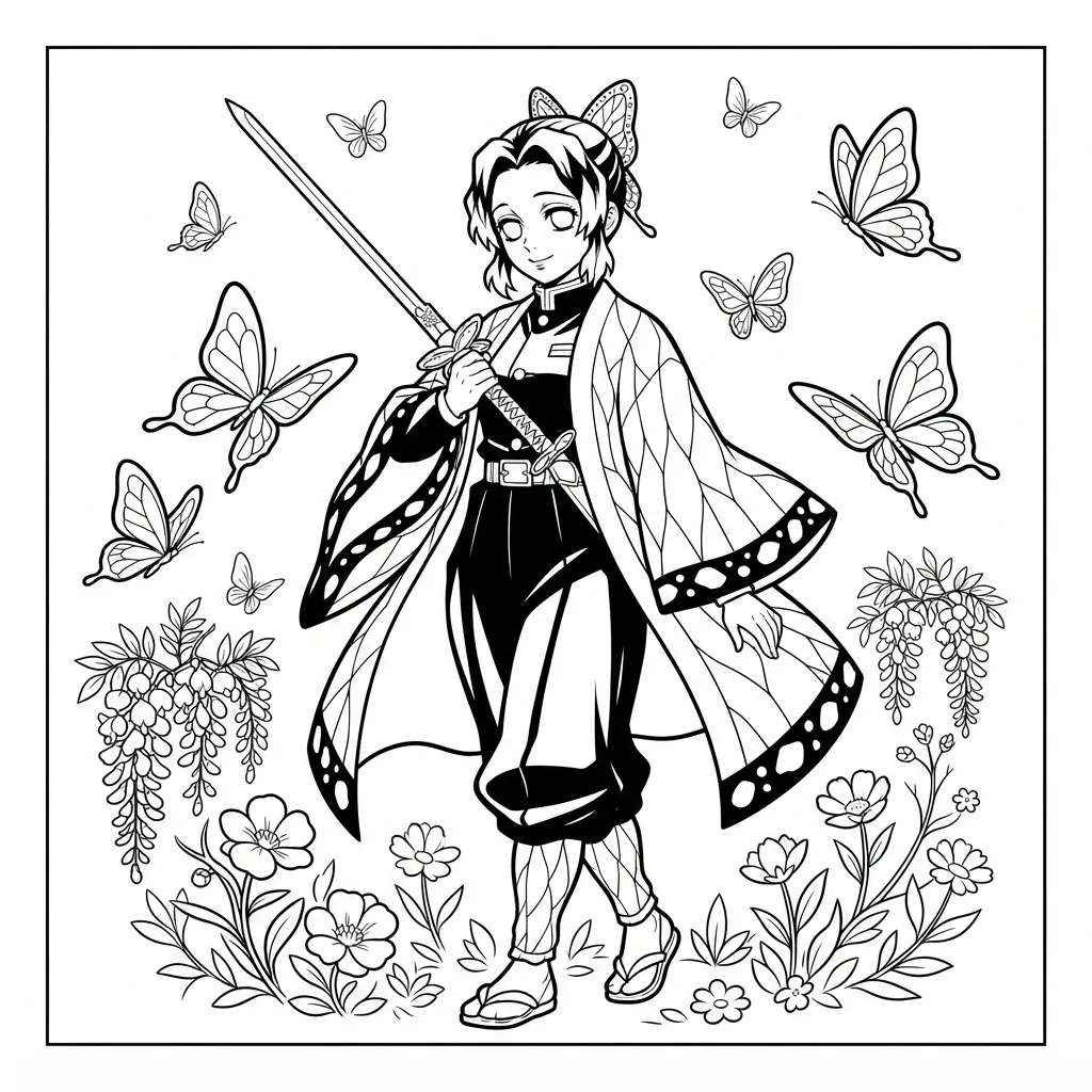 Free Printable Demon Slayer Coloring Page Sheet 6